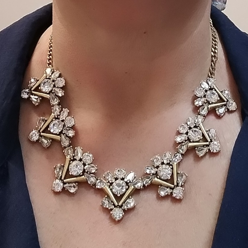 Vintage J. Crew Gold Rhinestone Crystal Necklace